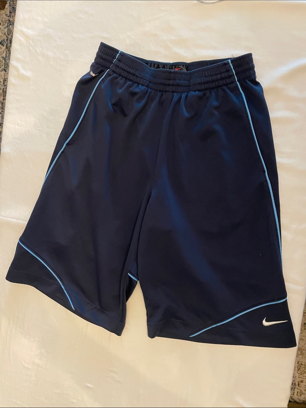 Nike Navy Basketball Shorts with light blue Contrast piping Size Medium